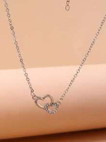 1件套交织心形吊坠项链，精致别致百搭高端锁骨链 - 桃心 - 查看 3