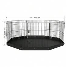 Dog Playpen 8 Panels Foldable Metal Dog Exercise Pen With Bottom Pad 24" H - 1 - View 7