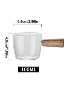 1 bình sữa nhỏ bằng thủy tinh Nhật Bản trong suốt cao cấp, dung tích 50ml/100ml, bình đựng sữa, bình sữa espresso, cốc đong nước sốt mini, bình sữa có tay cầm bằng gỗ. - Nhiều màu - Xem 11