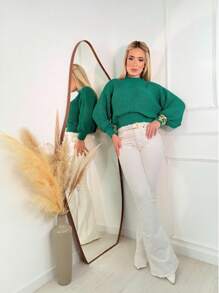 SELINE Women's Elegant Knitted Basic Cold Weather Blouse - Verde - Ver 3