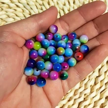 200 Pearl Beads 8mm Mix Colors Seed Beads Crafts Jewelry - Multicolor Tie Dye - View 3