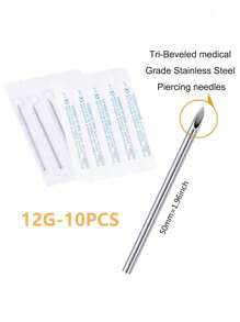 2/5/10PCS 14G Piercing Needles, Hollow Needles Stainless Steel Disposable Sterile Piercing Needles For Belly Navel Ear Cartilage Nose Lip Tongue Nipple Piercing