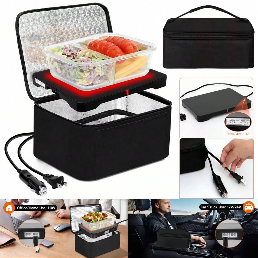 12V Portable Electric Heating Lunch Box Food Warmer Mini Oven For Dual Car Home - 查看 1