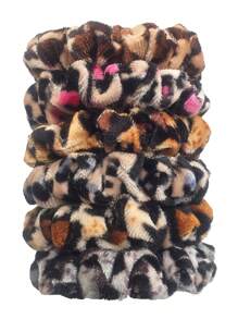 6条女士豹纹发圈,柔软丝绒纯色发绳,可爱舒适的弹性发饰,小号,宽1.5厘米,直径7厘米,适合扎马尾辫。 - 彩色 - 查看 24