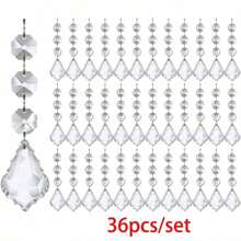 12件/24件/36件套装亚克力水晶树形挂饰，透明悬挂式装饰配件，适用于室内家居装饰、生日新年派对婚礼庆典，批量供应，家居装饰，房间装饰，墙面装饰 - 無色 - 查看 8