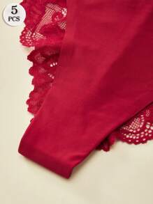 5PCS Koronkowa damska bielizna, fajna trójkątna bielizna, lekkie i oddychające majtki, jednolite kolorowe spodnie dla kobiet, przezroczyste majtki, elastyczne i wygodne majtki, swobodne i miękkie