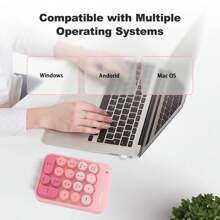 GEEZER Teclado numérico inalámbrico USB 2.4G portátil y listo para usar, con 18 teclas, estilo retro y redondeado, mini teclado numérico lindo para PC/escritorio/portátil - Multicolor - Ver 3