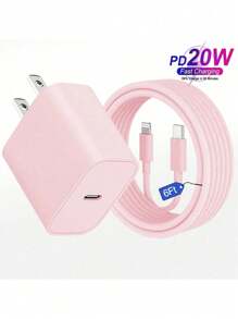 Compatible With Iphone Charger MFi Certified Super Fast Charging IPad Charger USB C Wall Charger Fast Charging 6FT And3.3FT Cable Suitable For Travel, Office, Dorm, And Home Adapter Nan