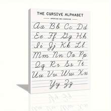 Cursive Handwriting Chart, Home School Learning Tool, Alphabet Poster, Educational Poster, Living Room Wall Art, Bedroom Wall Decor, Home Decor Room Decor - 1 Piece Of Wood Framed Oil Painting (3) Thickness 2.25 Cm/0.9 Inch- Home Decoration For All Occasions - Ideal New Year, Valentine's Day, Thanksgiving, Easter, Christmas Gift , Room Decoration Aesthetic, Wall Decoration Art, Perfect Gift, Autumn And Winter Wall Decoration, Living Room Decoration, Bedroom Decoration, Kitchen Decoration, Entry Decoration, Bathroom Decoration, Direct Wall Painting, High Quality Wall Painting Poster - 白色 - 查看 2