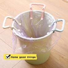 4PCS Creative Hand Trash Bag Clips, Double Clips Design Won't Slip, Stable Moving Without Dirtying Hands, Hoop-Pressing Ring Bucket Edge Anti-Slip Clips, Suitable For Kitchen, Bedroom, Bathroom, Office Trash Cans