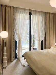 1 件波西米亚风彩虹糖果条纹刺绣薄纱窗帘，杆袋设计方便悬挂，柔软涤纶面料，彩虹条纹刺绣，有多种尺寸可供选择，适合不同场景，适用于卧室、浴室、客厅、厨房、办公室、家居装饰 - 彩色 - 查看 6