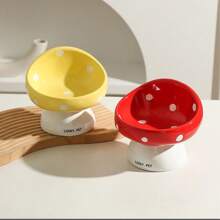 猫碗陶瓷猫食碗护颈饮水碗食碗猫饭碗宠物用品狗碗 - 彩色 - 查看 5