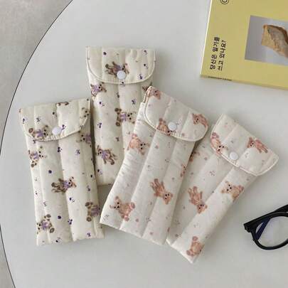 1pc Cute Polyester Bear Eyeglasses Case, Portable Eyeglasses Organizer, Multifunctional Storage Bag For Eyeglasses, Coins, Cards, ID Cards, Writing Pens And Lipstick,Can Be Used As A Lady's Birthday Gift, Valentine's Day Gift, Back-To-School Gift, Christmas Gift, Gender Reveal Party, Perfect For Birthdays, Weddings, Parties, The Perfect Gift For Colleagues, Friends, And Family, Back To School