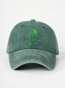 1pc Women's Palm Tree Printed Washed Baseball Cap, Adjustable Outdoor Sun Protection Leisure Hat, Suitable For Spring, Autumn, Travel, Beach, Also Fit For Men, Y2K Style