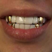 4pcs/Set Fashion Personalized Jewelry Grillz Single Glossy Copper Simple Cool Grillz Gift For Men And Women, Teeth - 彩色 - 查看 7