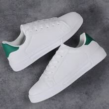 Men's Fashion Casual Slip-On Loafers, Korean Style, White Leather Sneakers, Suitable For Students And Plus Size