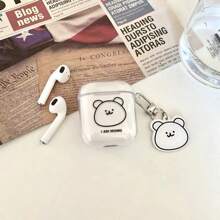 Minimalist Teddy Bear Design AirPods 1/2/Pro 3/4/5 Wireless Bluetooth Earphone Case, Soft Cartoon Protective Cover, - Clear - View 2