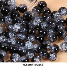 100pcs 6-8mm Creative Black And White Acrylic Cracked Beads, Suitable For Women, DIY Bracelets, Necklaces, Jewelry Materials,Suitable For Holiday Beading
