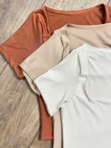 Square Suplex Cropped With Lining Casual Women's Kit With 3 - Brown/Nude/Sand - View 2