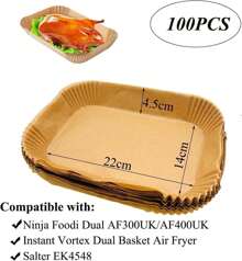 NetHong 100PCS Air Fryer Liners Disposable Paper Non Stick Parchment Rectangle Baking UK - Square - View 2