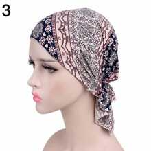 1Pc Floral Print Turban Women National Wind Hat Bandana Chemotherapy Hat Sleep Caps Beanies Headwrap Fashion Casual - Hair Cap - View 13