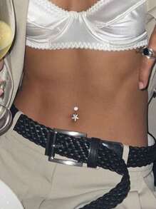 1件S925纯银立方氧化锆星形肚脐穿孔饰品 - 單隻 - 查看 3