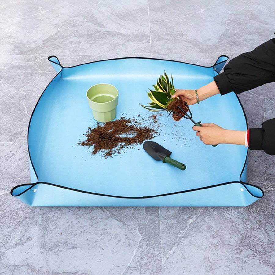 家庭园艺用品、多肉植物和露台地垫、防水移植垫、盆栽混合工具 - 藍色 - 查看 1