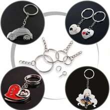 50pcs Metal Blank Keyrings/Stamped Key Chains (Mixed) Separable Key Holder Keyring Pendant