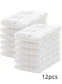 1/4/8/12/20 piezas/paquete Paños para eructos de bebé recién nacido, toallas de mano suaves y absorbentes para bebés, toalla de baño suave para bebés, paño facial para bebés, regalo de ducha para recién nacidos - Blanco