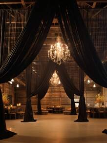 1pc Black Sheer Fabric Panel - 315/236x29.5 Inch, Perfect For Wedding And Large Party Decors, Multi-Functional Polyester Blend