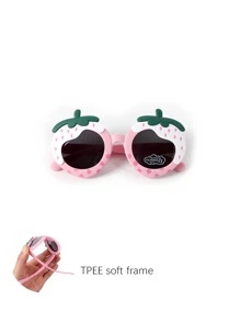 1 件儿童草莓形时尚眼镜 2025 新款时尚装饰眼镜，适合 3-8 岁女孩，日常休闲