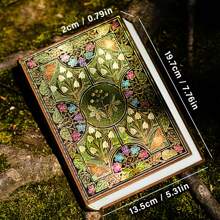 1pc,2pcs, 256Pages,Butterfly Flower Vintage Colored Pages Hardcover,Golden-Plated Laser Foil Stamped Diary,Bookmarked With Vintage Handbook,Suitable For Portable Notebook, Perfect Gift