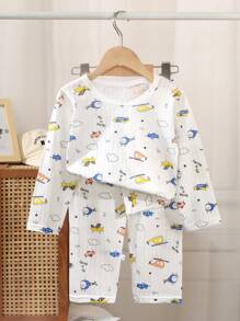 Kinder leichte Langarm Baumwoll Pyjama-Set, Kinderschlafanzug, Sommer
