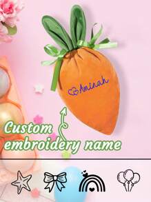Custom Easter Carrot Pockets,Personalized Embroidered Easter Basket,Easter Basket With Name,Custom Easter Bucket,Cute Bunny Ears Baskets, Easter Gift,Egg Basket