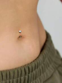 G23 纯钛肚脐环 浮动肚脐环 14G 内螺纹肚脐穿孔首饰 防过敏 - A - 查看 4