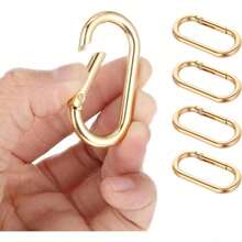 5 pièces Mousqueton ovale, Anneau porte-clés en métal à ressort, Crochets à boucle à ressort en O. Clips de chien-médaille ovale lourds pour sacs, porte-monnaie, porte-clés de rechange