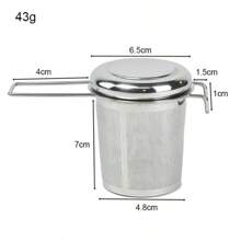 304 Stainless Steel Tea Drain With Lid Tea Strainer Collapsible Double Handle Tea Strainer With Lid Tea Brewer - Silver - View 6