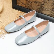 Damen Mary Jane Ballerinas, neue koreanische Retro Märchenstil Schlupfschuhe mit niedriger für den Lässig-Look - Grau - Übersicht 1