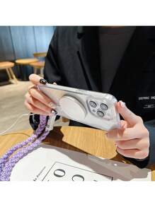 Funda protectora transparente para teléfono con orificio para cordón, compatible con iPhone 11/11pro/11promax/12/12pro/12promax/13/13pro/13promax/14/14pro/14plus/13/13pro/13promax, adecuada para exteriores, parejas, soporte magnético para automóvil, viajes