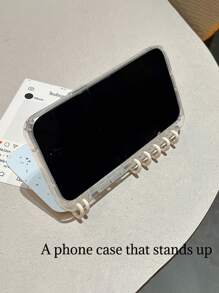 1pc Compatible With Iphone 11 12 13 14 Pro Max 15 16 Pro Max Flip Case - Clear - Bow Knot Butterfly + White Ring S24U A54 A15 A34 Phone Case