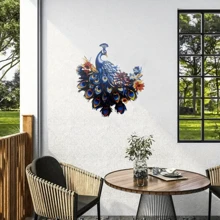 1 pieza Decoración de pared de pavo real de hierro artístico colorido, adecuado para uso exterior o interior, decoración del hogar para primavera y verano, adecuado para pared, cerca, tocón de árbol, villa, sala de estar, dormitorio, de exquisita calidad, finamente elaborado