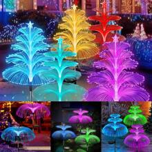 1 pièce Lumières de jardin solaires Nouvelle version améliorée Lumières solaires extérieures étanches Lumières de fleur solaire à double méduse et étoile changeant de 7 couleurs pour décoration de jardin extérieur de Noël Cadeaux pour femmes