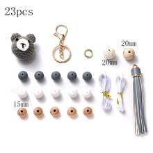 23pcs/Pack Handmade Crochet Bear Head With Silicone Beads Combination, Tassel Keychain DIY Craft Making Material Set - Bear Head Suit - View 9
