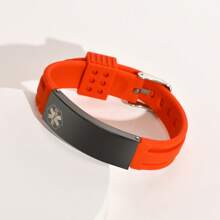 1 pezzo Bracciale regolabile in acciaio inossidabile e silicone con inciso il simbolo IP medico personalizzato, unisex per uso casual, per la Festa del papà, regalo per amici