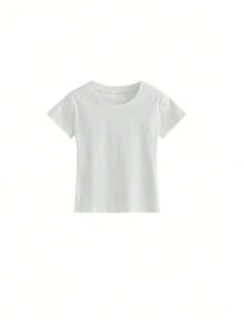 American Style Short Sleeve Crew Neck Fitted T-Shirt For Women, Spring/Summer, New White Casual Top