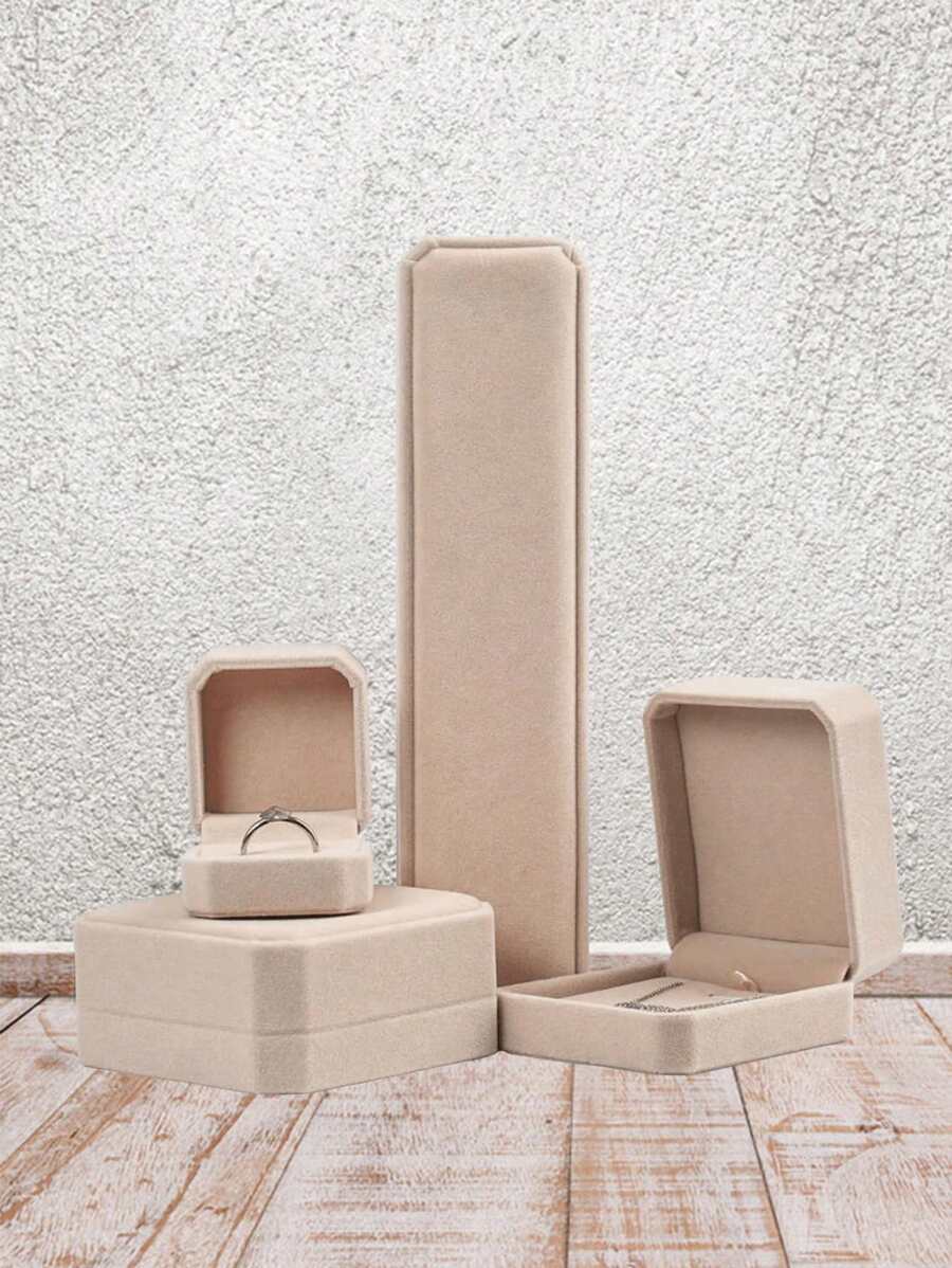 1pc Jewelry Box For Bracelet, Ring, Pendant, Earrings, Necklace, Velvet Jewelry Organizer Box, Suitable For Home And Travel, Valentine's Day And Back To School Gift - White - View 1