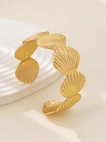 1pc Minimalist Fashion Elegant Seashell Shaped Bracelet, Versatile - Shell Golden Yellow - View 3