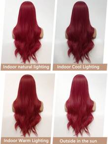 clouder Burgundy Long Hair Wavy Synthetic Wig Women Fashion Red Wig Natural Look Lightweight Breathable Center Parted Bangs Natural Look Heat Resistant Wig Braided Fiber Daily Party Use Elegant Fashion Wig Costume Wig Cosplay 34 Inch