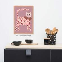 1 Pieza - Impresión en lienzo de ilustración minimalista moderna de un gato, con lunares rojos, adecuada para la decoración primaveral del hogar, sin marco, para decoración de sala de estar y dormitorio