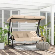Outsunny Patio Lounge Chair & Swing Chair - 咖啡棕 - 查看 1